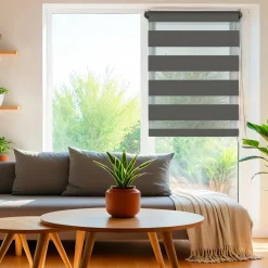 LUANCE Store enrouleur Jour / Nuit (75 x 250 cm) Gris Anthracite