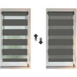 LUANCE Store enrouleur Jour / Nuit (75 x 250 cm) Gris Anthracite
