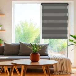 LUANCE Store enrouleur Jour/Nuit (90 x 180 cm) Gris Anthracite Hot