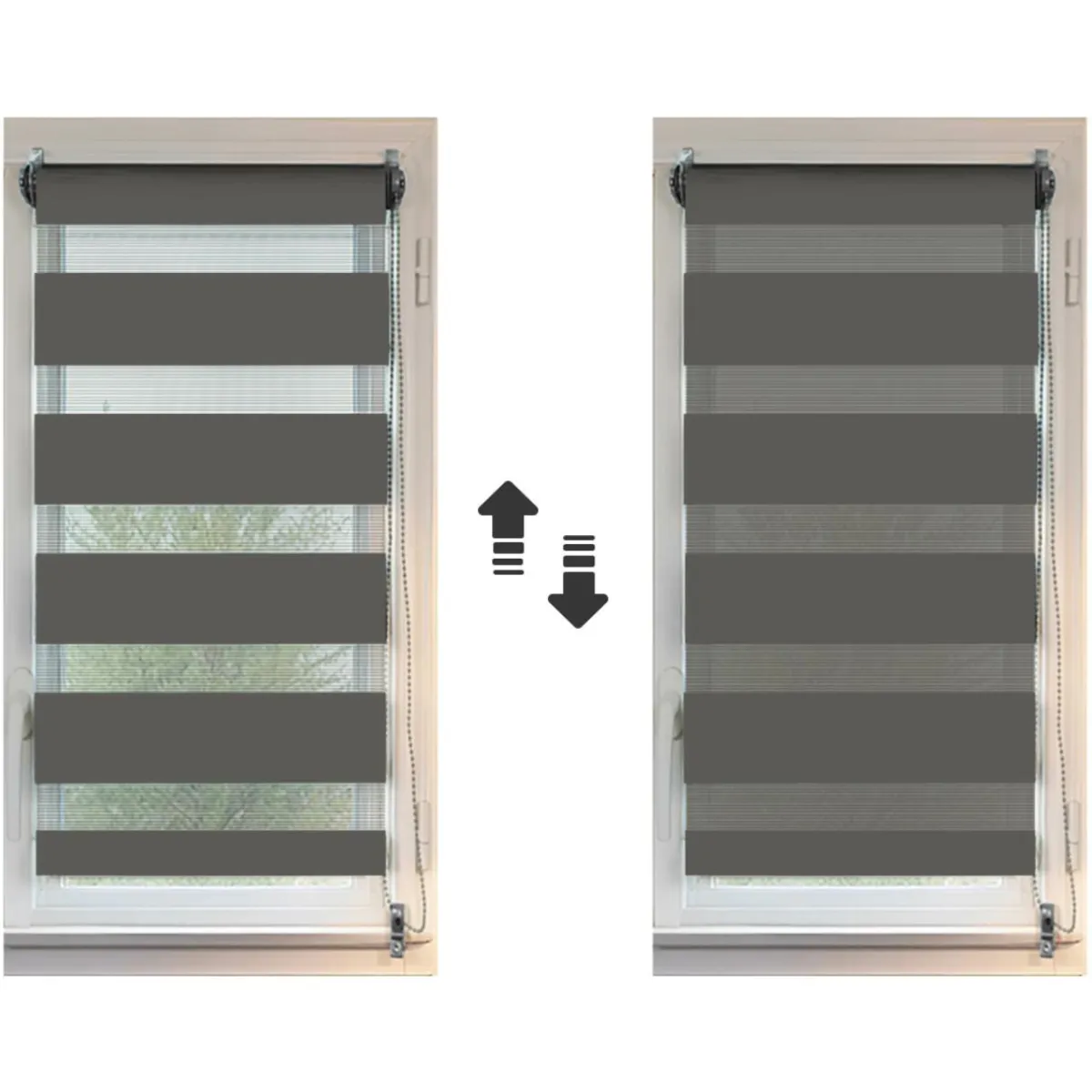 LUANCE Store enrouleur Jour/Nuit (60 x 180 cm) Gris Anthracite Clearance