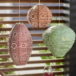 #N/A Suspension de jardin solaire (H23 cm) Lanterne ajourée Marron Outlet