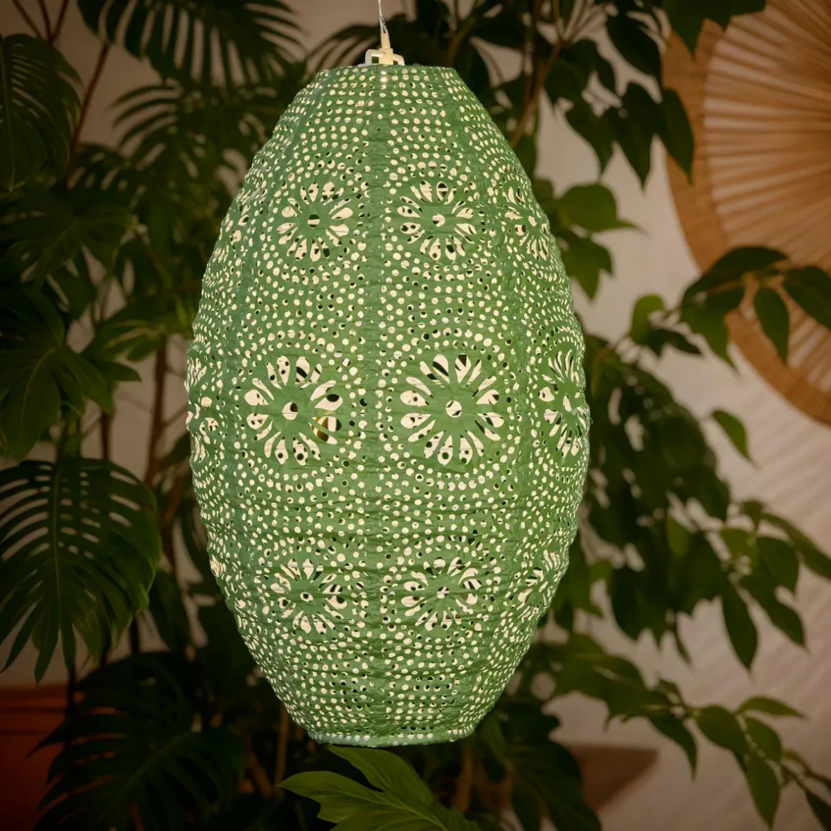 #N/A Suspension de jardin solaire (H38 cm) Lanterne ajourée e Vert Outlet