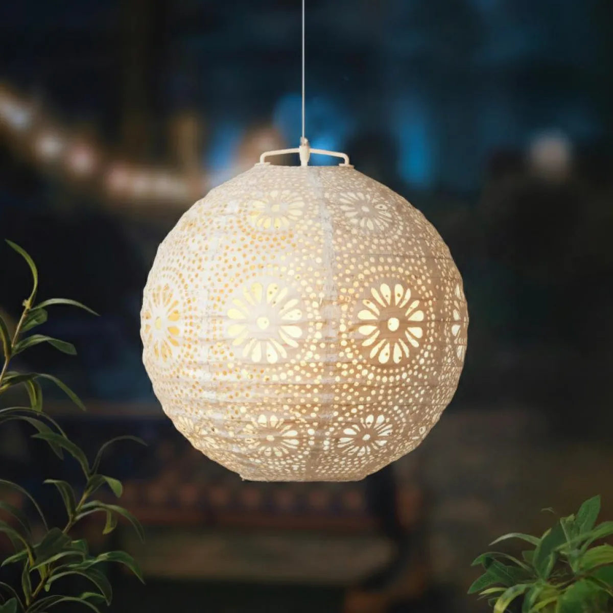 KAEMINGK Suspension de jardin solaire (H23 cm) Lanterne ajourée he Blanc Hot