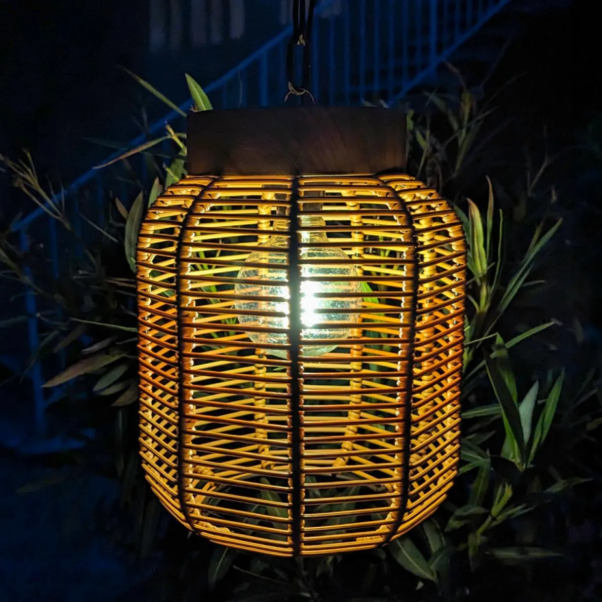 #N/A Suspension de jardin solaire résine tressée LED (D20 cm) Toscane Terracotta Orange