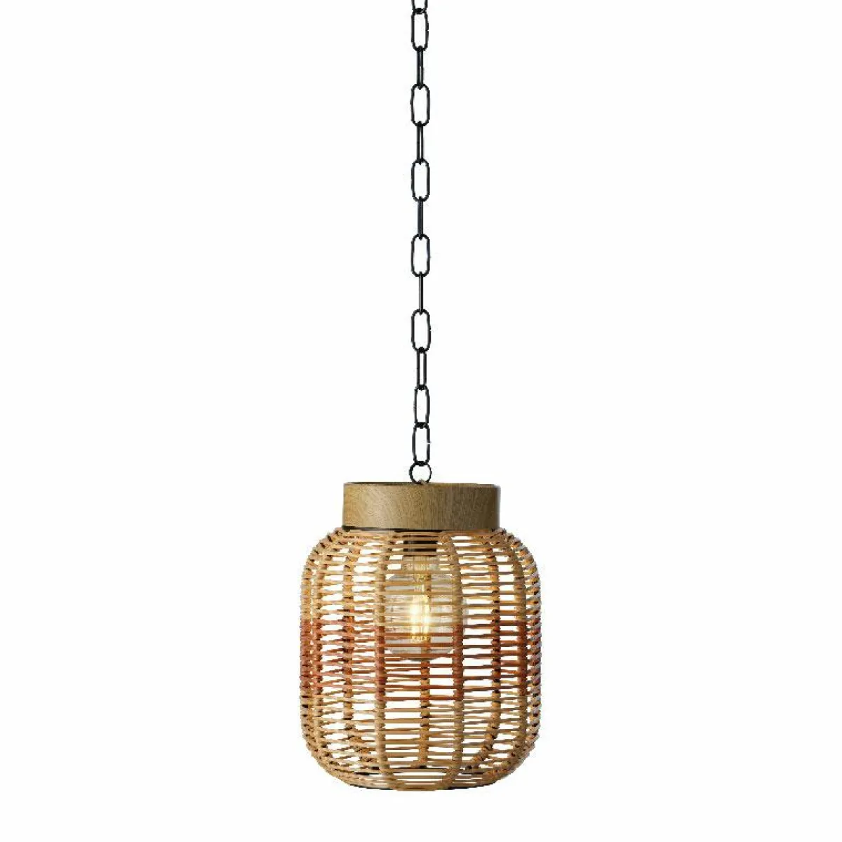 #N/A Suspension de jardin solaire résine tressée LED (D20 cm) Toscane Terracotta Orange