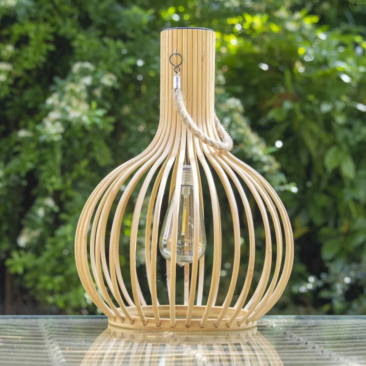 #N/A Suspension de jardin solaire LED (H40 cm) Bambou naturel Beige Outlet