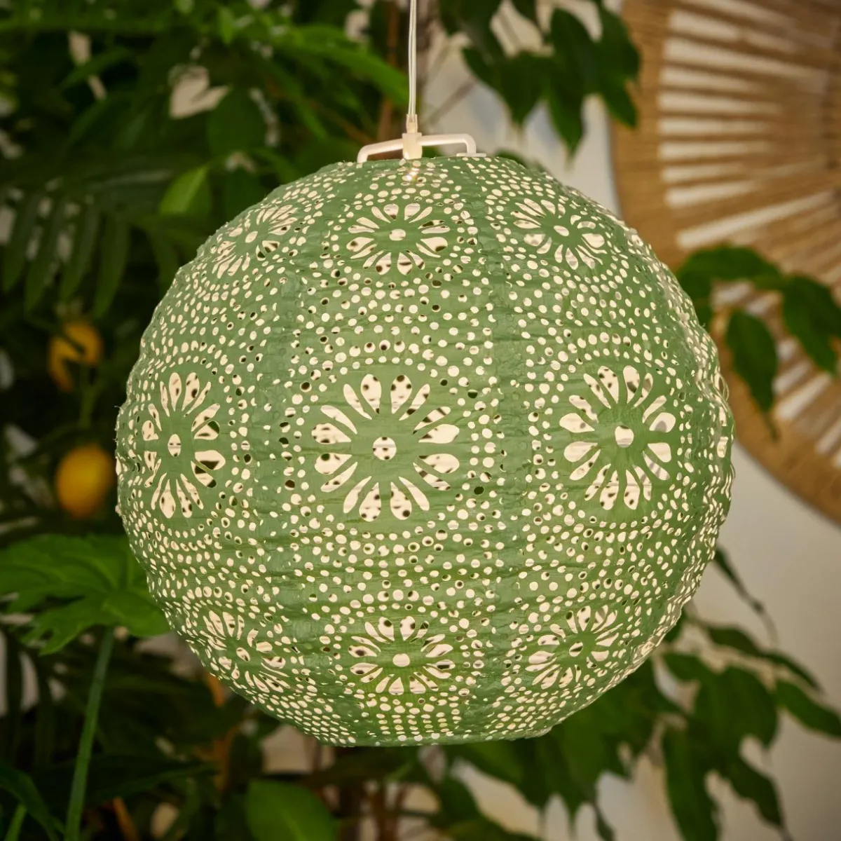 #N/A Suspension de jardin solaire (H23 cm) Lanterne ajourée e Vert Sale
