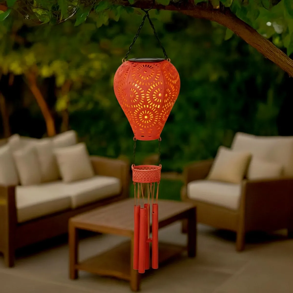 KAEMINGK Suspension de jardin solaire LED (H56 cm) Montgolfière Rouge