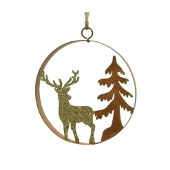 KAEMINGK Suspension de Noël (D12 cm) Caribou des fêts pailleté Or New