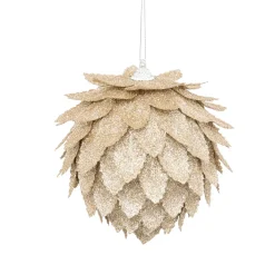 JJA Suspension de Noël (D10 cm) Feuilles enneigées Champagne Or Discount