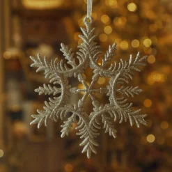 KAEMINGK Suspension de Noël (D13 cm) Flocon éclat givré Dé pailleté Or Clearance