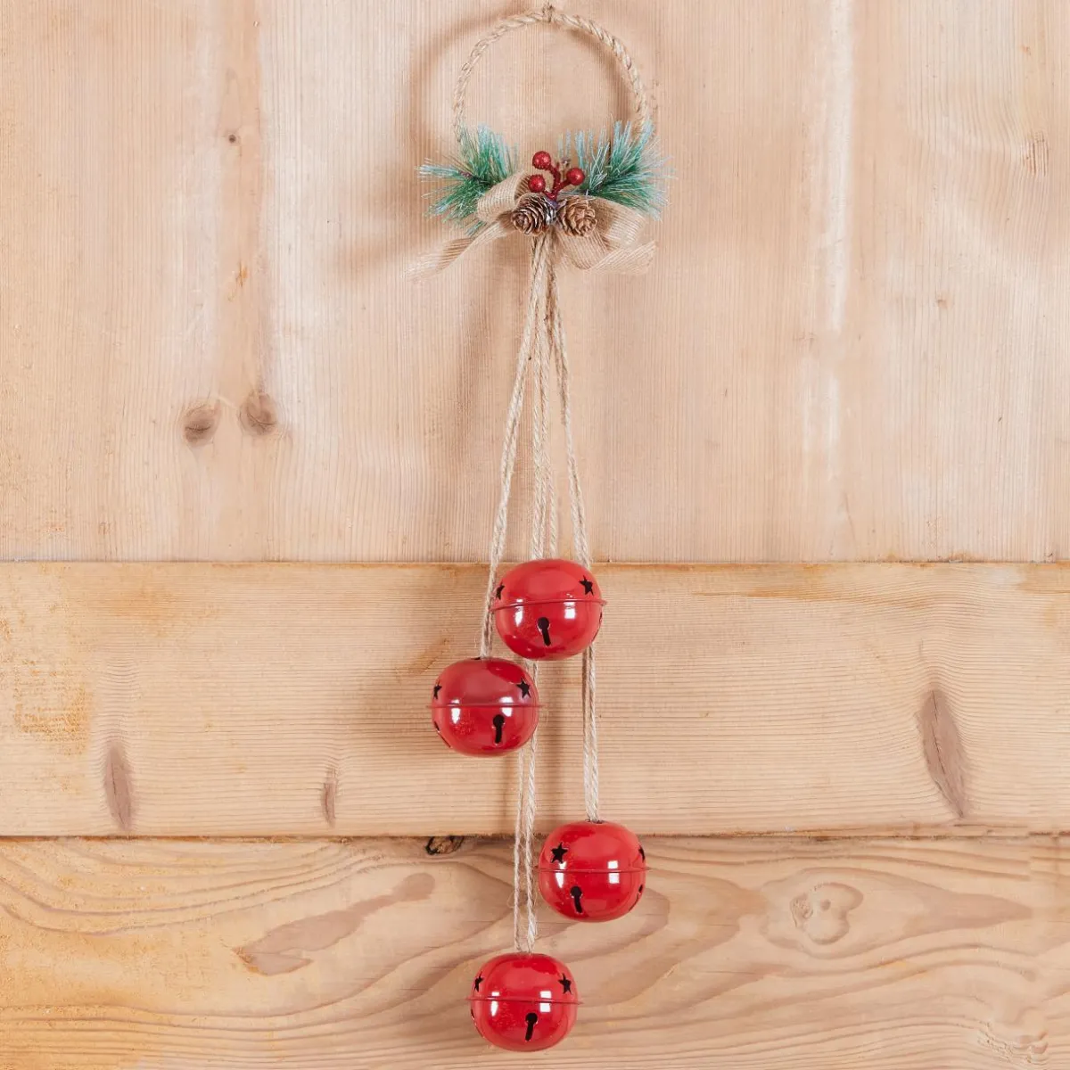 JJA Suspension de Noël déco (H55 cm) Grelots en métal Rouge