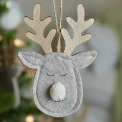KAEMINGK Suspension de Noël en bois (H15 cm) Cerf majesté des bois Gris New