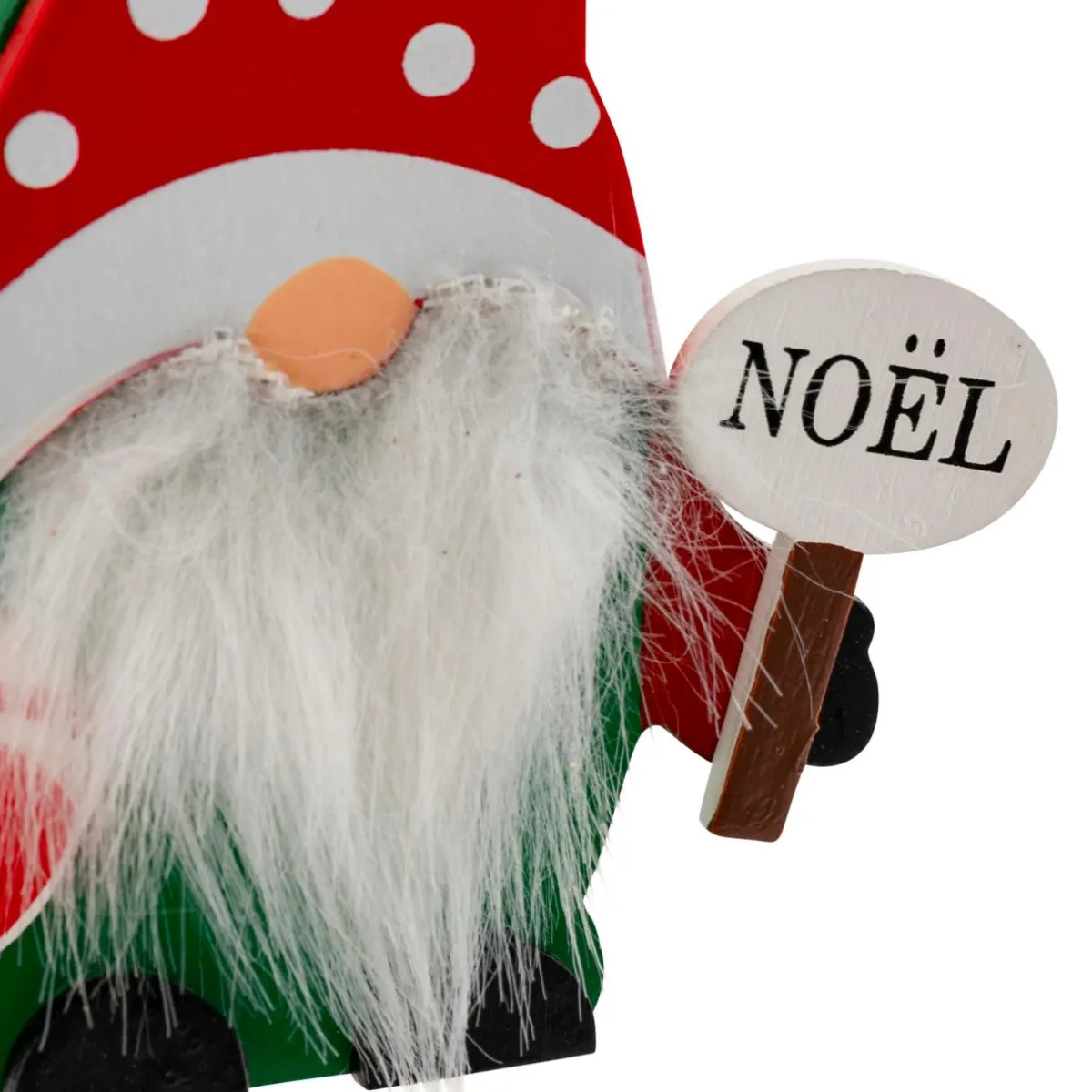 JJA Suspension de Noël en bois (H11 cm) Lutin longue barbe Blanche Multicolore Outlet