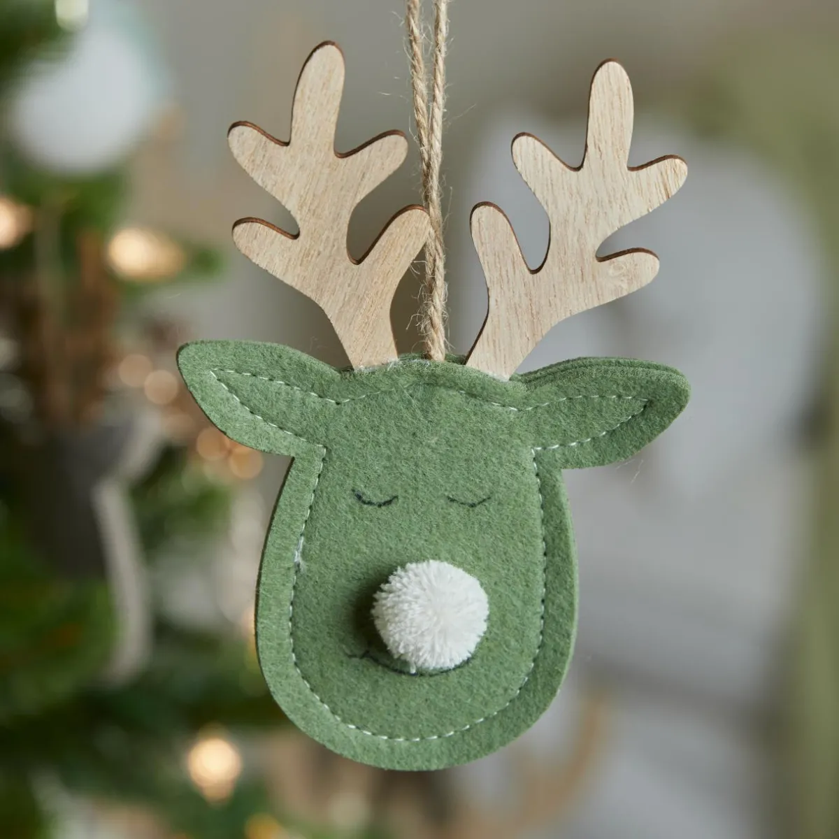 KAEMINGK Suspension de Noël en bois (H15 cm) Cerf majesté des bois Vert Clearance