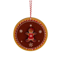 JJA Suspension de Noël en bois (D9 cm) Rondin Pain d'épices Marron Hot