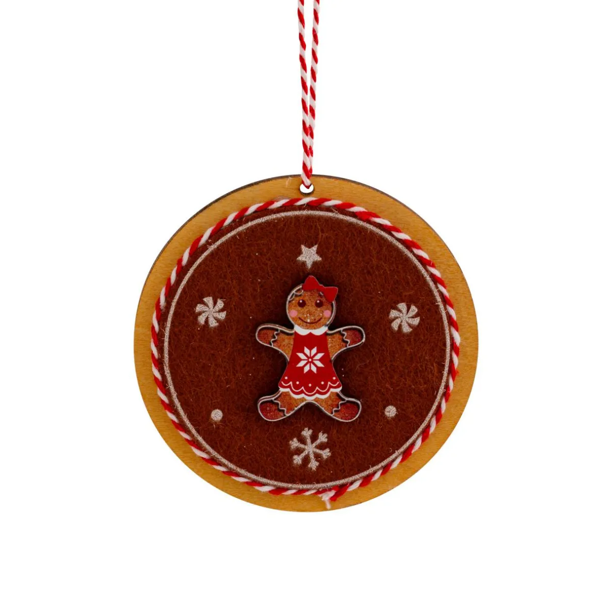 JJA Suspension de Noël en bois (D9 cm) Rondin Pain d'épices Marron Hot
