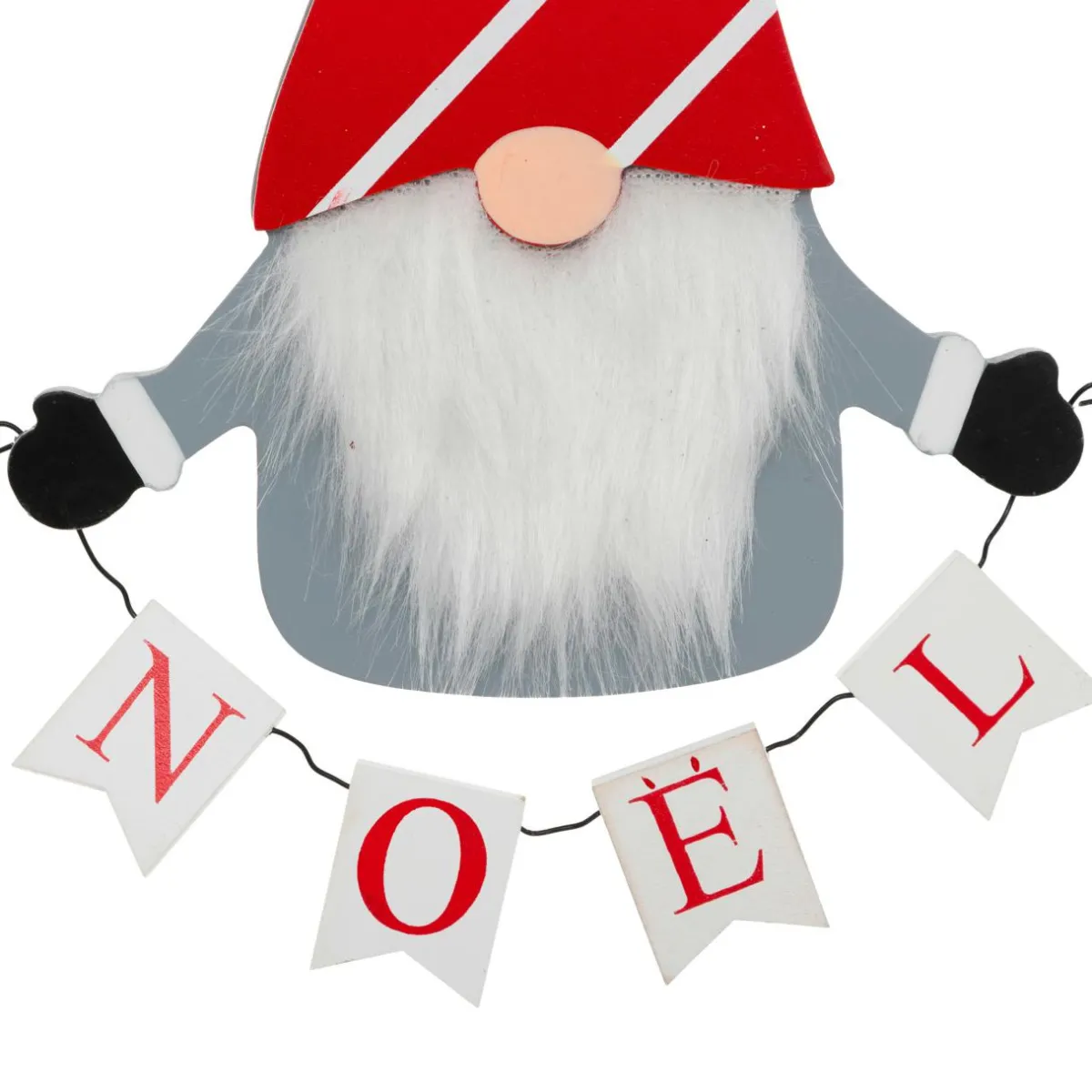 JJA Suspension de Noël en bois (H32 cm) Lutin joyeux Noël en Gris Online