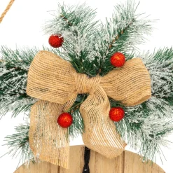JJA Suspension de Noël en bois (H50 cm) Luge et patins à glace Naturel New