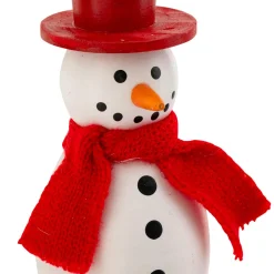 JJA Suspension de Noël en bois (H10 cm) Charmant bonhomme de neige et blanc Rouge Clearance
