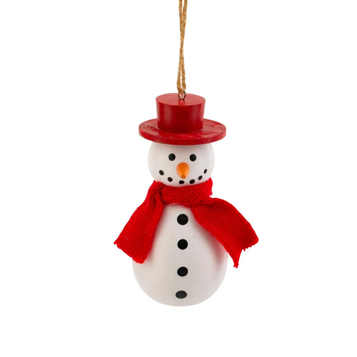 JJA Suspension de Noël en bois (H10 cm) Charmant bonhomme de neige et blanc Rouge Clearance