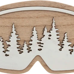 JJA Suspension de Noël en bois (H16 cm) Masque de ski Naturel New
