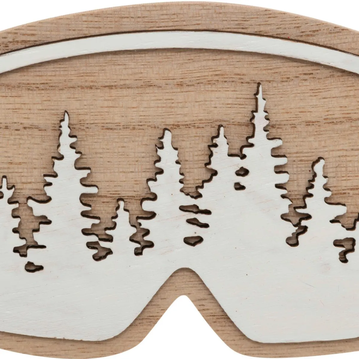 JJA Suspension de Noël en bois (H16 cm) Masque de ski Naturel New