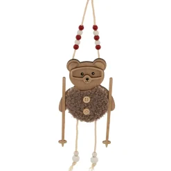 JJA Suspension de Noël en bois (H16 cm) Ourson en ski Naturel Sale