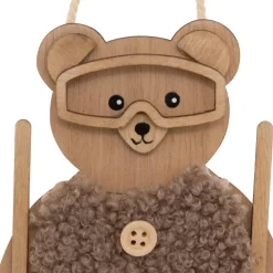 JJA Suspension de Noël en bois (H16 cm) Ourson en ski Naturel Sale