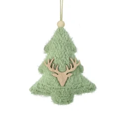 KAEMINGK Suspension de Noël en bois (H15 cm) Sapin fourrure Vert menthe Best
