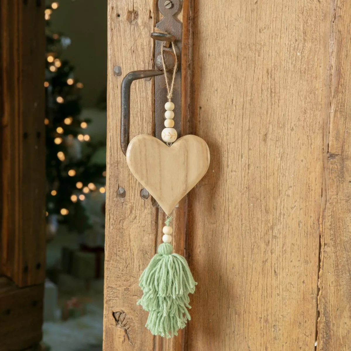 KAEMINGK Suspension de Noël en bois (H25 cm) Coeur en bois matcha Vert Clearance