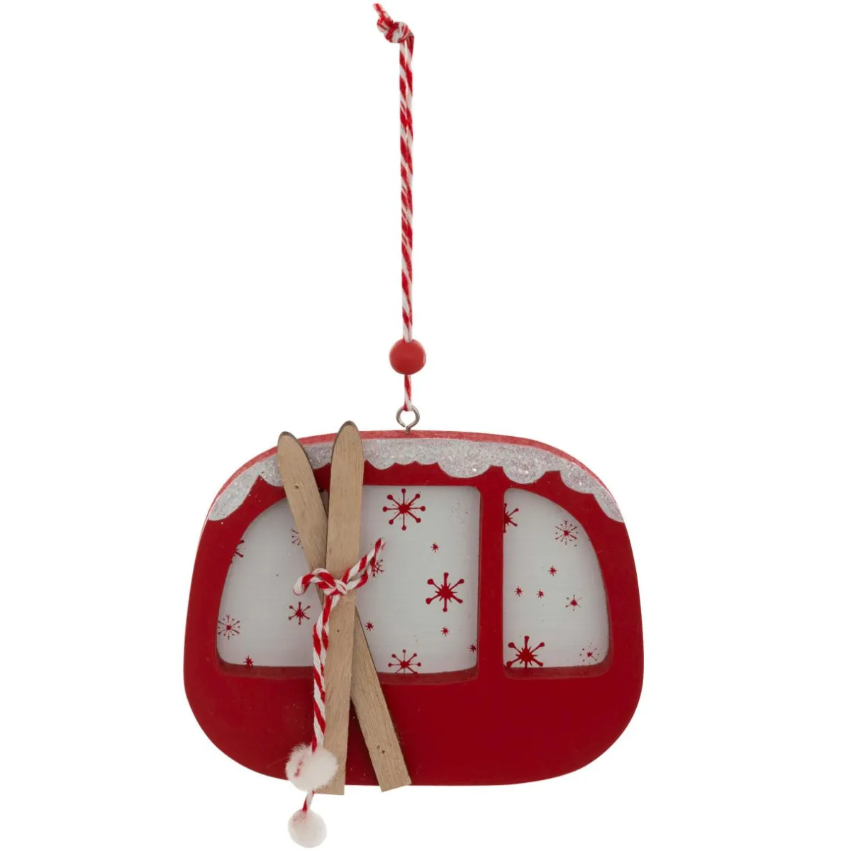 JJA Suspension de Noël en bois (H12,5 cm) Télécabine de Savoie Rouge Best