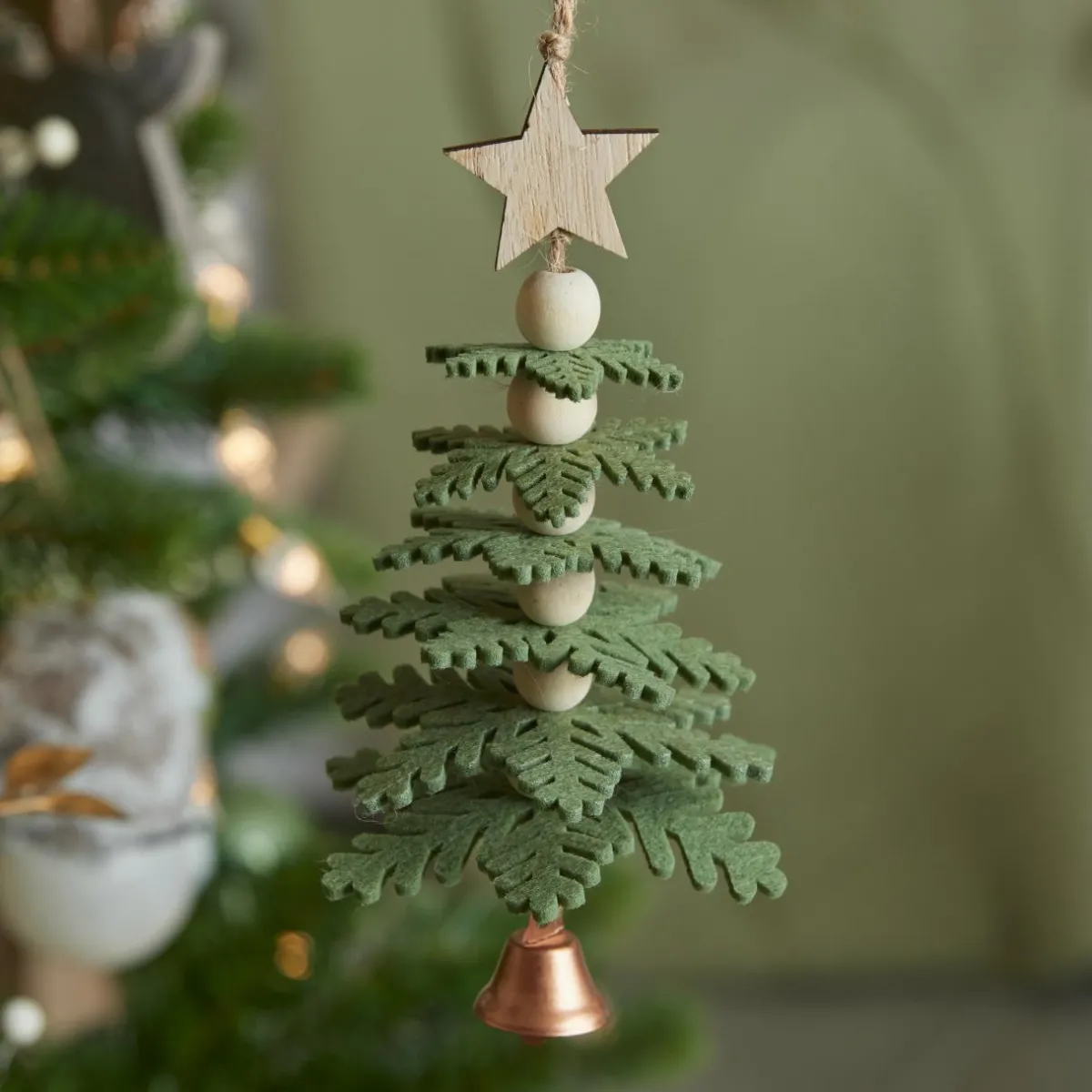 KAEMINGK Suspension de Noël en feutrine (H17 cm) Sapin enchanté sapin Vert