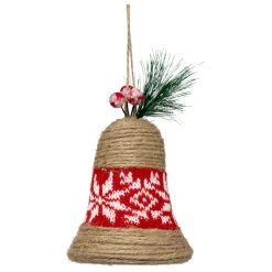 FEERIC LIGHTS Suspension de Noël en jute (H9 cm) Cloche du village Rouge New