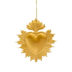JJA Suspension de Noël en métal (H14 cm) Cœur Exvoto Dé Or Best