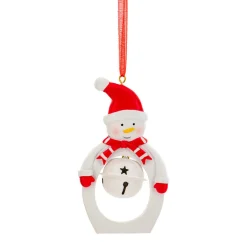 JJA Suspension de Noël en métal (H10 cm) Cloche et bonhomme de neige Blanc Online