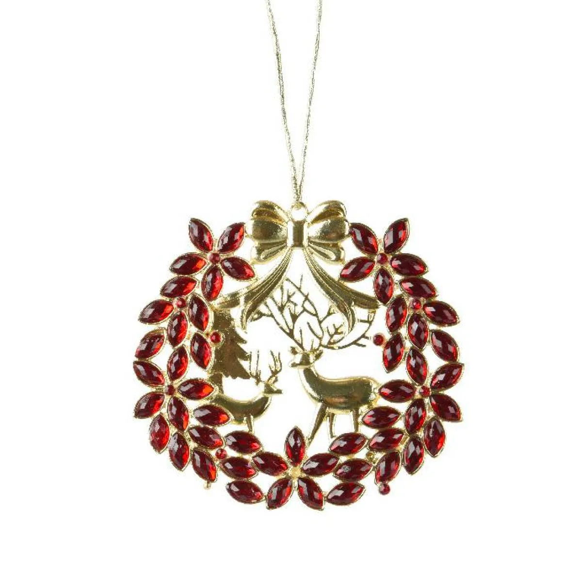 KAEMINGK Suspension de Noël en métal (D9 cm) Couronne et strass et doré Rouge