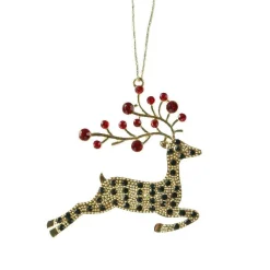 KAEMINGK Suspension de Noël en métal (H9 cm) Renne et strass Dé Or Clearance