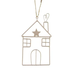 KAEMINGK Suspension de Noël en métal (H13 cm) Maison d'hiver Rose Clearance