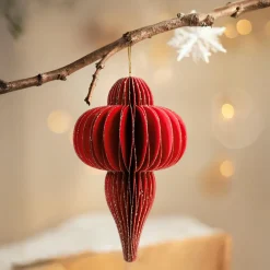 KAEMINGK Suspension de Noël en papier (H20 cm) fermeture Magnétique Rouge Sale