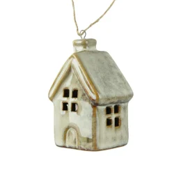 KAEMINGK Suspension de Noël en porcelaine (H7 cm) Maison douce Ivoire Hot