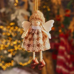 KAEMINGK Suspension de Noël (H13 cm) Ange Isy Marron New