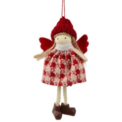 KAEMINGK Suspension de Noël (H13 cm) Ange Isy Rouge