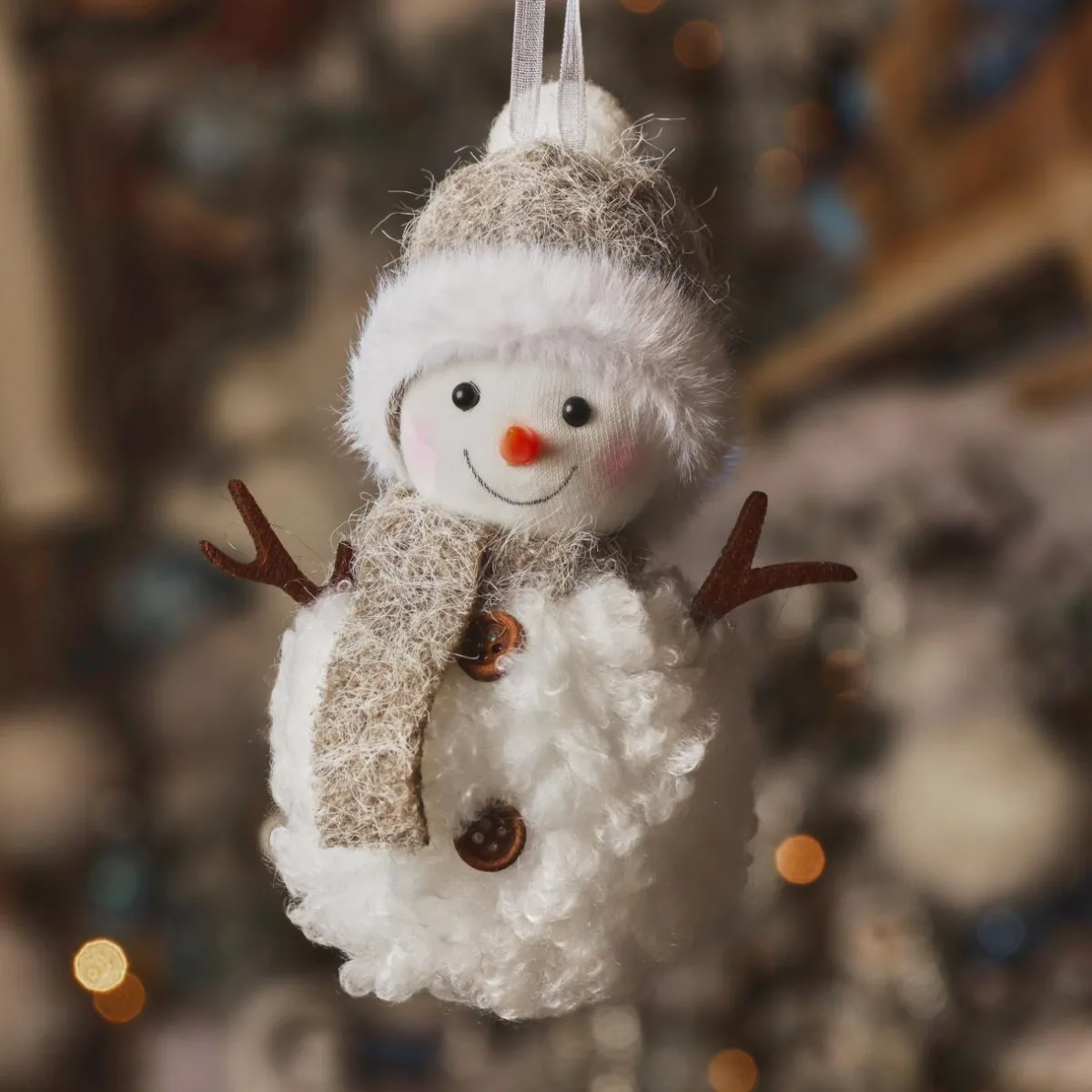 KAEMINGK Suspension de Noël (H13 cm) Bonhomme de neige Glacy Gris New