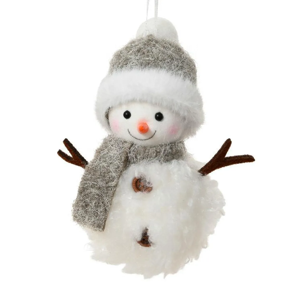 KAEMINGK Suspension de Noël (H13 cm) Bonhomme de neige Glacy Gris New