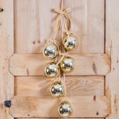 JJA Suspension de Noël (H70 cm) Boules et nœud velours Dé Or Discount