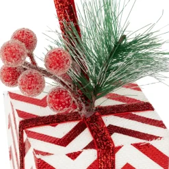 FEERIC LIGHTS Suspension de Noël (H12 cm) Cadeau rayé et baies Rouge Online