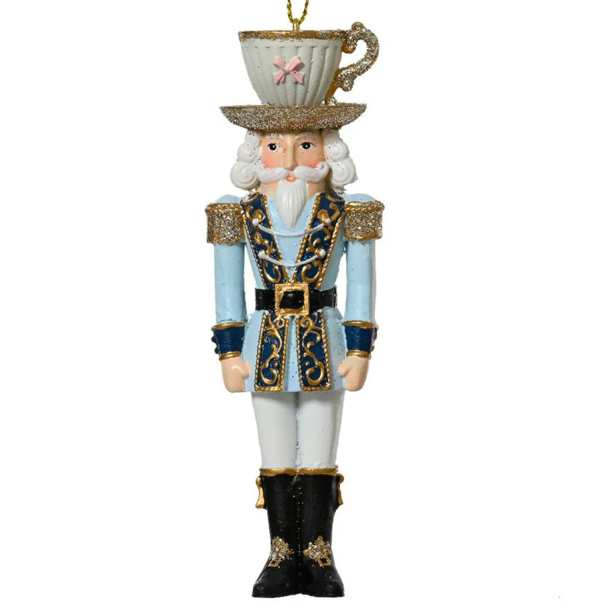 KAEMINGK Suspension de Noël (H12 cm) Casse-noisette Tea time et blanc Bleu Sale