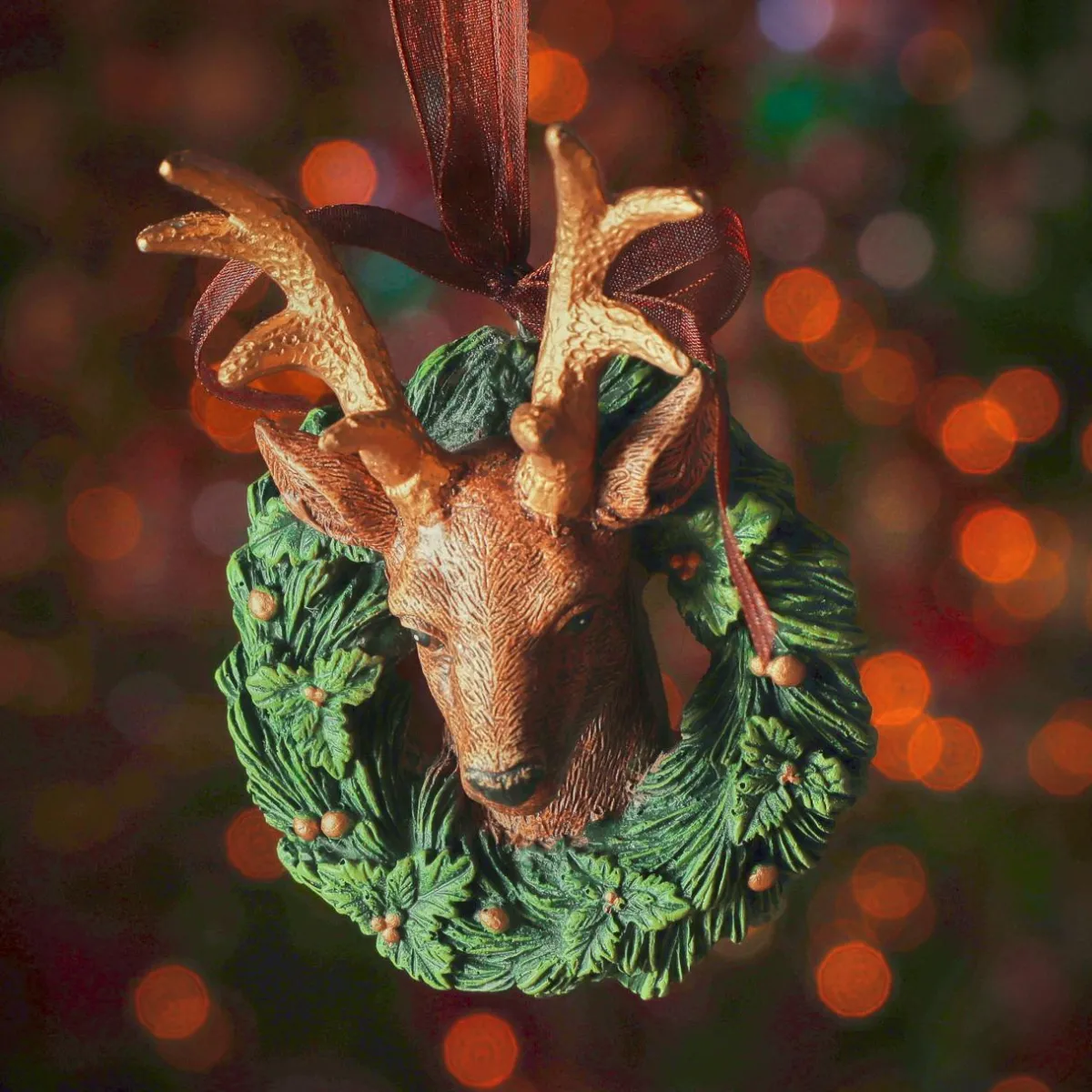 KAEMINGK Suspension de Noël (H10 cm) Cerf Royal Doré Marron Clearance