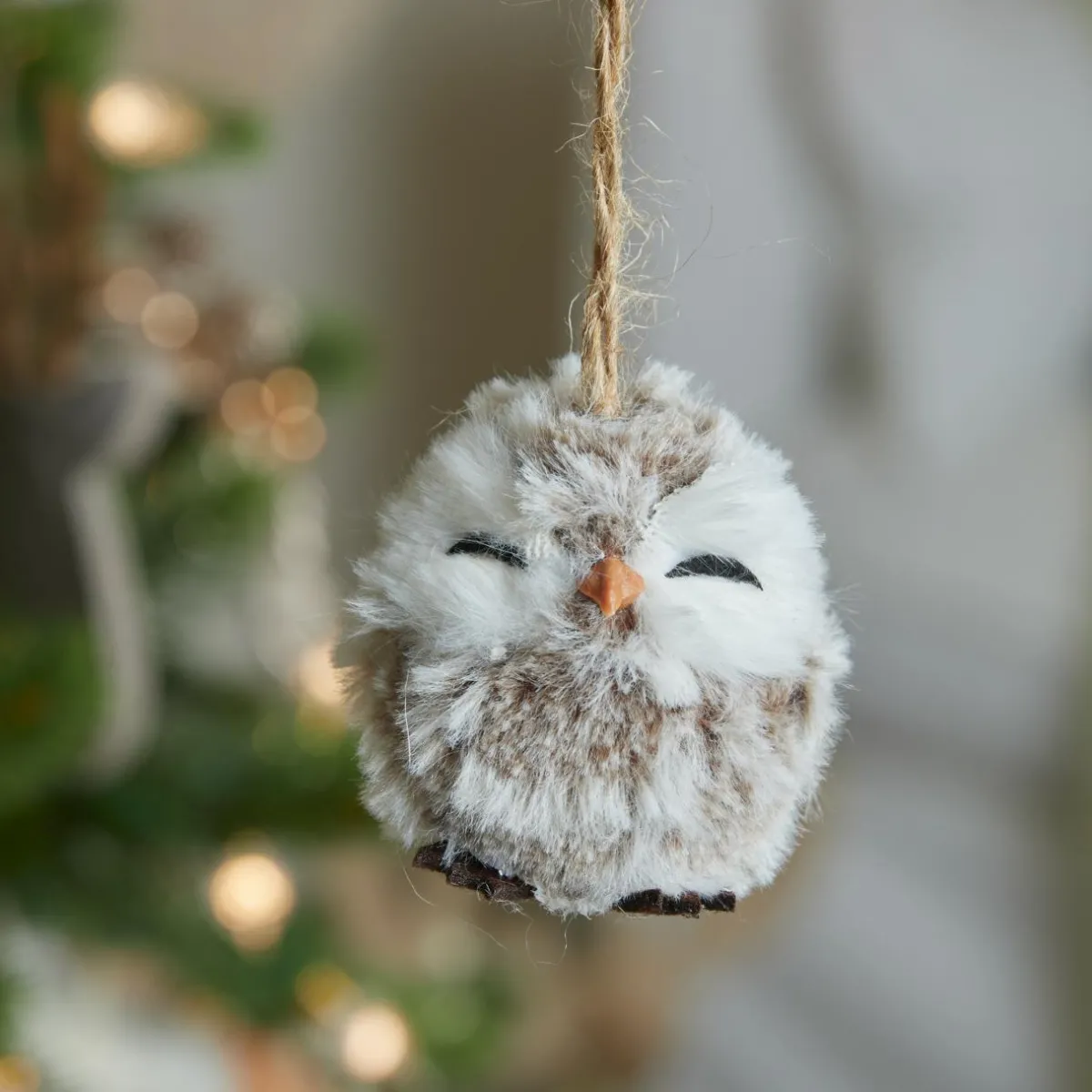 KAEMINGK Suspension de Noël (H6 cm) Hibou d'hiver Fourrure e Gris